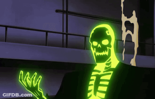 A Glow In The Dark Skeleton Is Holding Something GIF