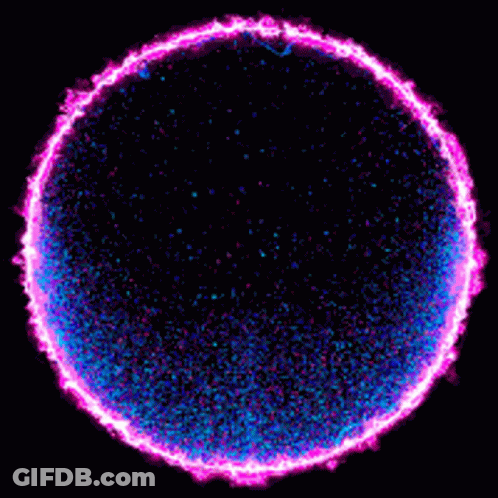 A Glowing Circle With Purple And Blue Dots On It GIF
