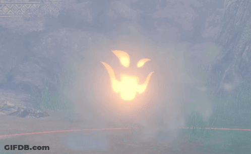A Glowing Object With A Face Carved Into It Is Surrounded By Fog GIF