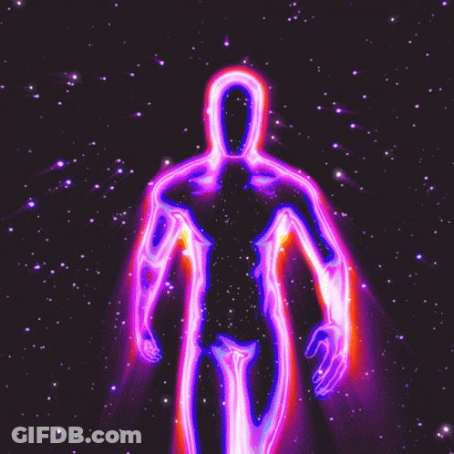 A Glowing Silhouette Of A Man With A Hood In The Dark GIF