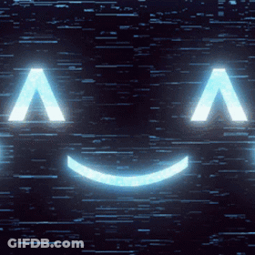 A Glowing Smiley Face With The Letters A And V Behind It GIF