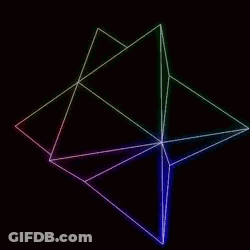 A Glowing Triangle On A Black Background With A Rainbow Of Colors GIF