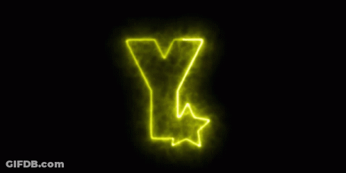 A Glowing Yellow Letter Y With A Star On A Black Background GIF