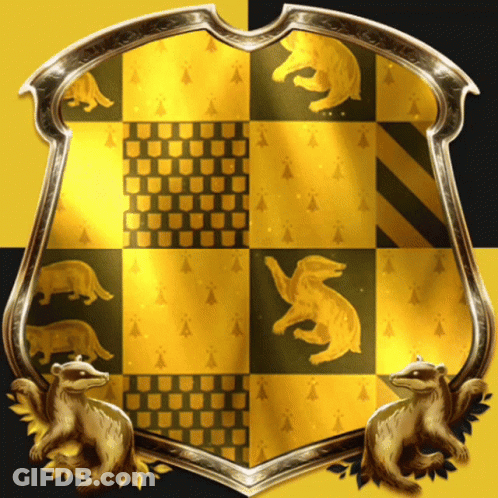 A Gold And Black Shield With A Lion And A Bear On It GIF