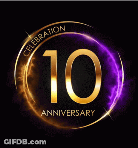 A Gold And Purple Circle With The Number 10 In It GIF