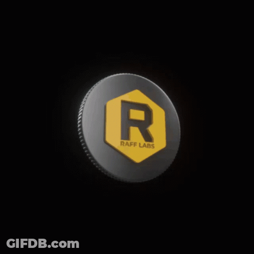 A Gold And Silver Coin With Raff Labs On It GIF