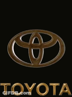 A Gold And Silver Toyota Logo With The Word Toyota Below It GIF