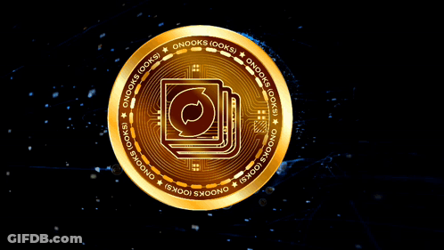 A Gold Coin With A Stack Of Books In The Center GIF