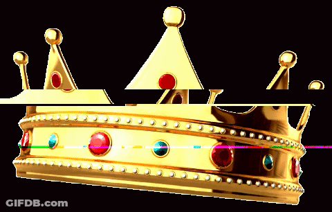 A Gold Crown With Colored Stones And Pearls On A Black Background GIF