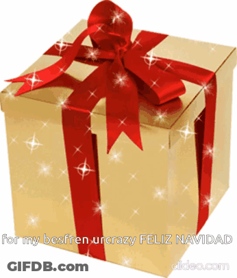 A Gold Gift Box With A Red Ribbon And A Bow GIF