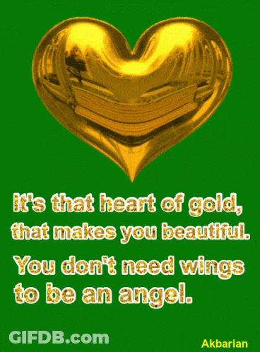 A Gold Heart On A Green Background With The Words It 'S That Heart Of Gold GIF