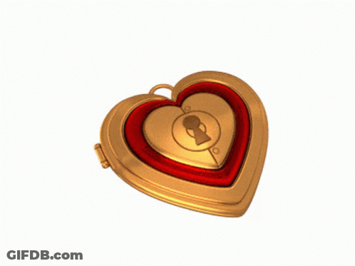 A Gold Heart Shaped Locket With A Picture Of A Woman And A Drawing Of A Boy GIF