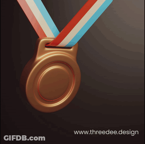 A Gold Medal With A Red White And Blue Ribbon And The Website Threedee.design Below It GIF