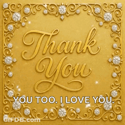 A Gold Thank You Card With Diamonds In The Corner GIF