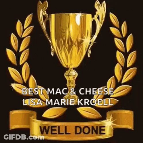 A Gold Trophy With A Laurel Wreath Around It And A Ribbon That Says `` Well Done '' GIF