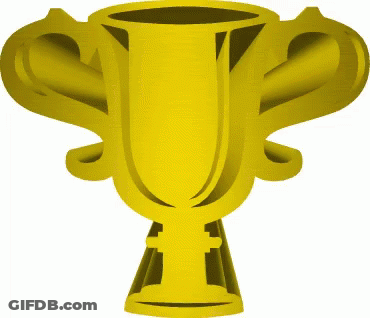 A Gold Trophy With The Letter I On The Bottom GIF
