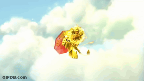 A Golden Lion Is Holding A Red Shield And A Red Diamond GIF