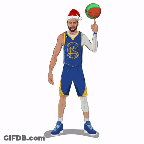 A Golden State Warriors Basketball Player Wearing A Santa Hat GIF