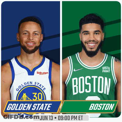 A Golden State Warriors Player And A Boston Celtics Player Are Featured GIF