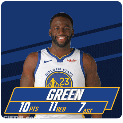 A Golden State Warriors Player Named Green Has 10 Points And 11 Rebounds GIF