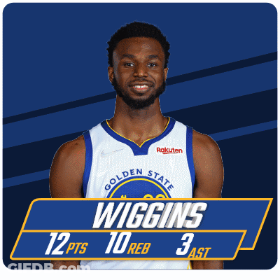 A Golden State Warriors Player Named Wiggins Has 12 Points And 10 Rebounds GIF