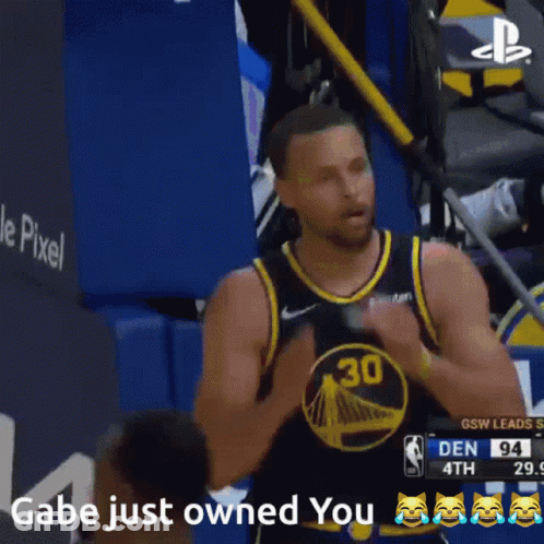 A Golden State Warriors Player Says Gabe Just Owned You During A Game GIF