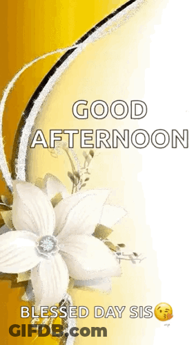A Good Afternoon Blessed Day Sis Greeting Card With A White Flower On A Yellow Background . GIF