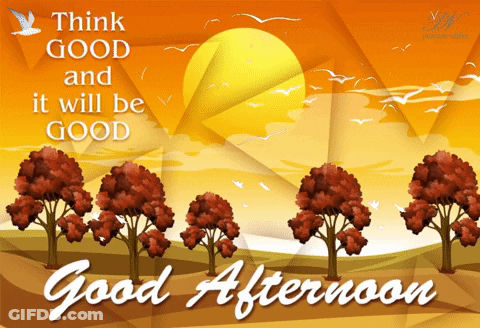 A Good Afternoon Greeting Card With Trees And The Sun GIF