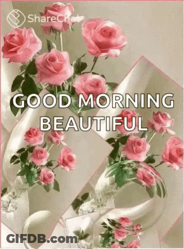 A Good Morning Beautiful Card With Pink Roses GIF