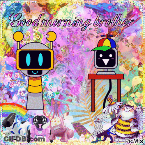 A Good Morning Brother Greeting Card With A Robot GIF