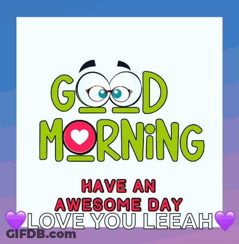 Good Morning Card With Cartoon Face And Love GIF
