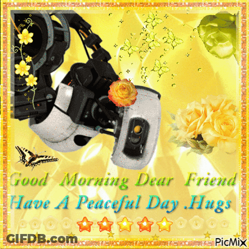 A Good Morning Dear Friend Have A Peaceful Day Hugs Greeting Card GIF