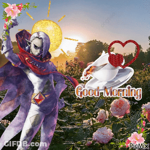 A Good Morning Greeting Card With A Cartoon Character GIF