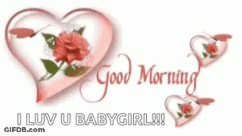 A Good Morning Greeting Card With A Heart And Roses GIF