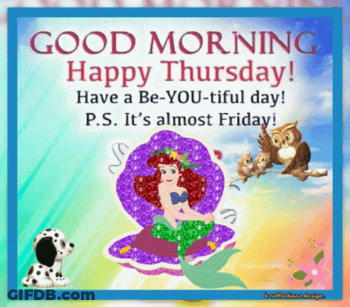 A Good Morning Happy Thursday Card With A Mermaid GIF