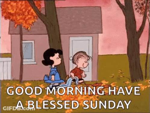 A Good Morning Have A Blessed Sunday Greeting Card With Peanuts Characters GIF