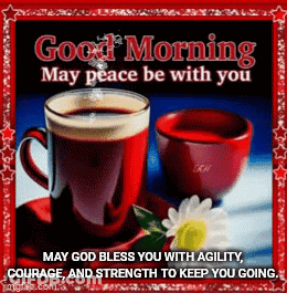 A Good Morning May Peace Be With You May God Bless You With Agility , Courage And Strength To Keep You Going . GIF