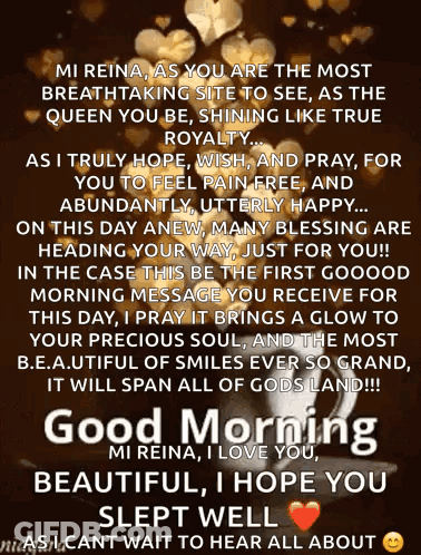 A Good Morning Message From Mi Reina I Love You GIF