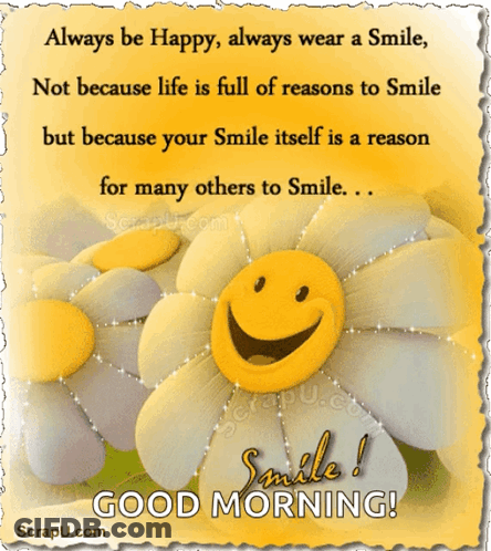 Good Morning Smiley Face Flower GIF