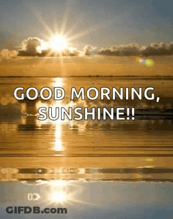 A Good Morning Sunshine Greeting Card With The Sun Shining Over The Ocean . GIF