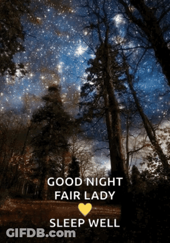 A Good Night Fair Lady Sleep Well Message With Trees In The Background GIF