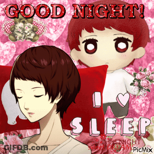 A Good Night Greeting Card With A Girl Sleeping GIF