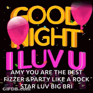 A Good Night Greeting Card With Pink Balloons And Confetti GIF