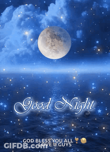 A Good Night Message With A Full Moon In The Background GIF