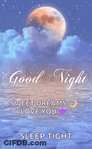 A Good Night Message With A Full Moon In The Sky GIF