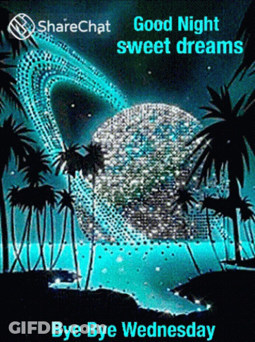 A Good Night Sweet Dreams Bye Bye Wednesday Greeting Card With Palm Trees GIF