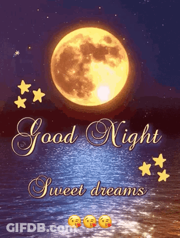 A Good Night Sweet Dreams Greeting Card With A Full Moon GIF