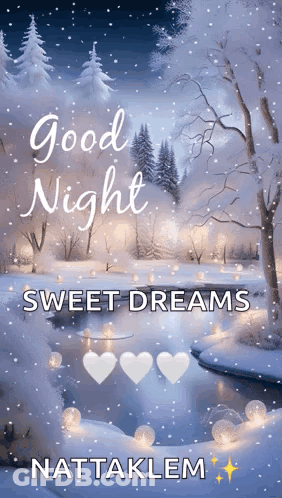 A Good Night Sweet Dreams Greeting Card With A Snowy Forest GIF
