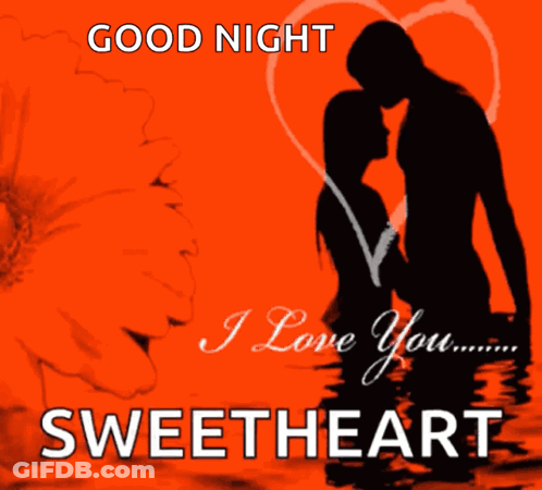 A Good Night Sweetheart Greeting Card With A Man And Woman Kissing GIF