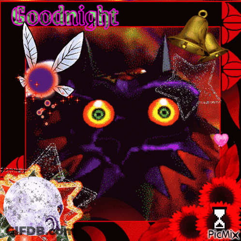 A Goodnight Greeting Card With A Purple Monster GIF